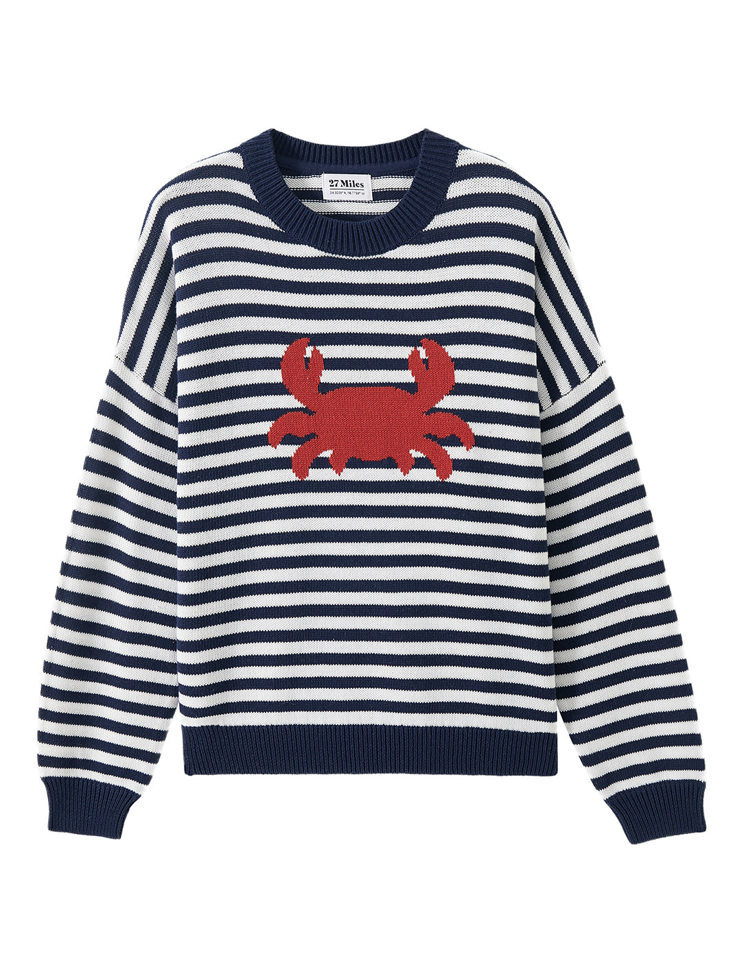 Sonja Cotton Striped Crew With Crab Graphic