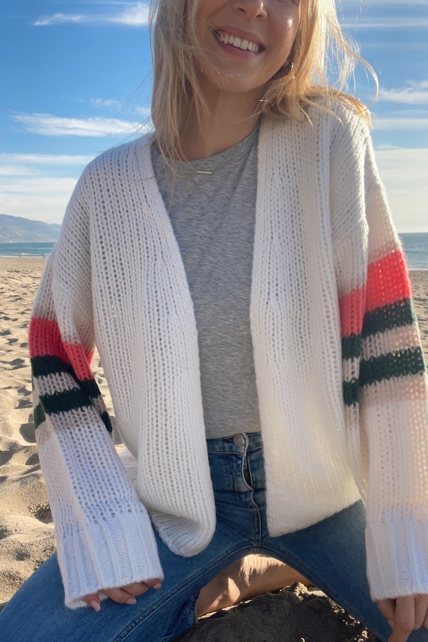 Rizzo Chunky Accent Stripe Cardigan