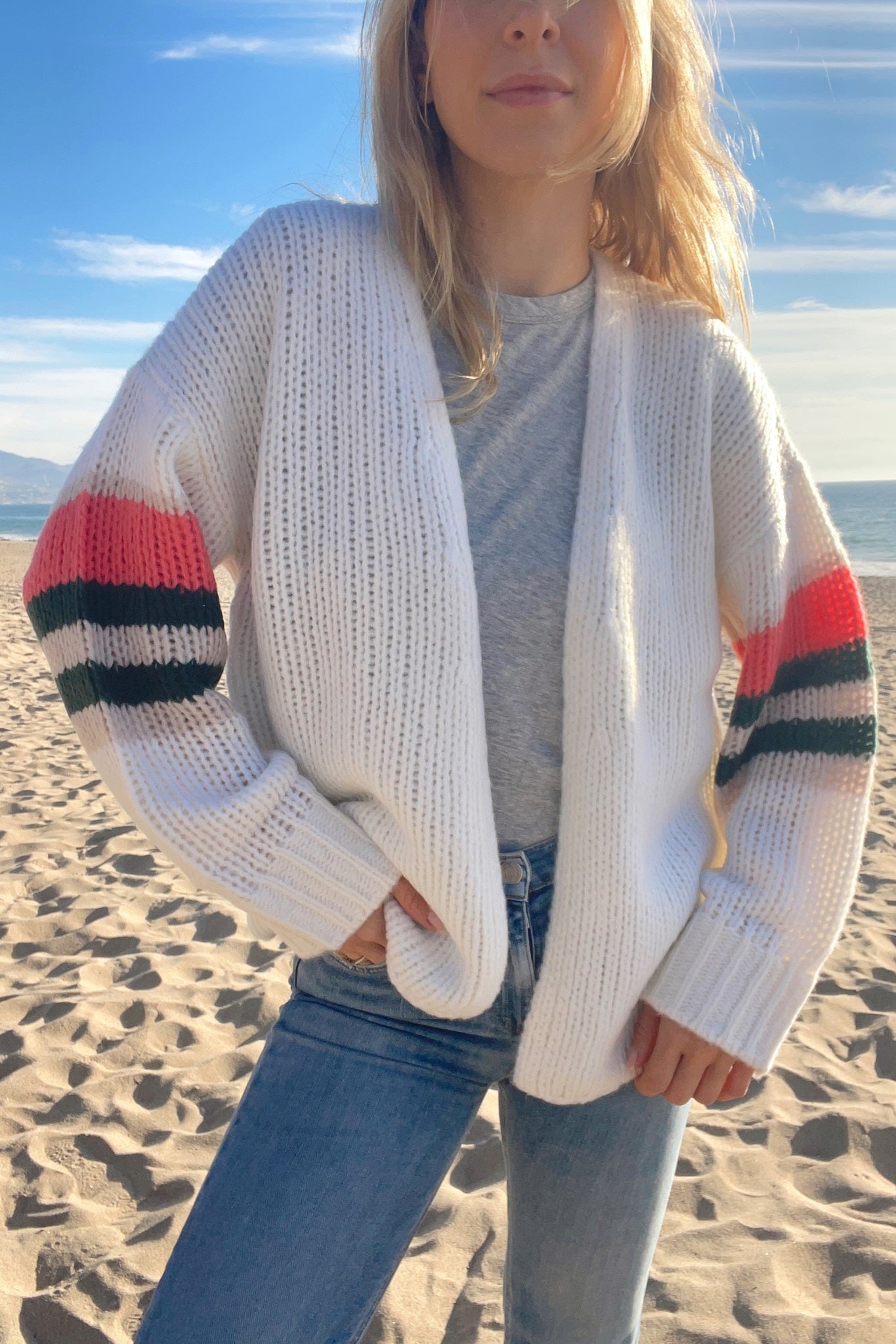 Rizzo Chunky Accent Stripe Cardigan