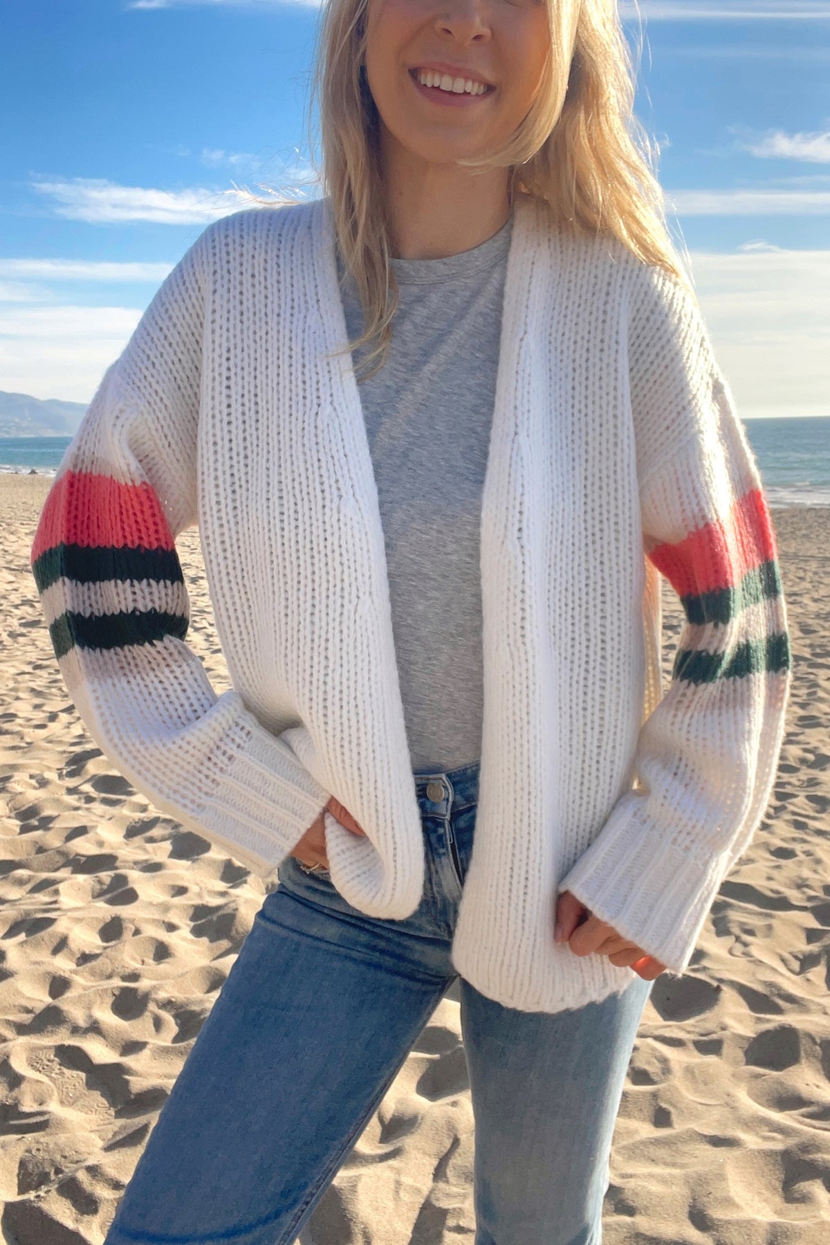 Rizzo Chunky Accent Stripe Cardigan