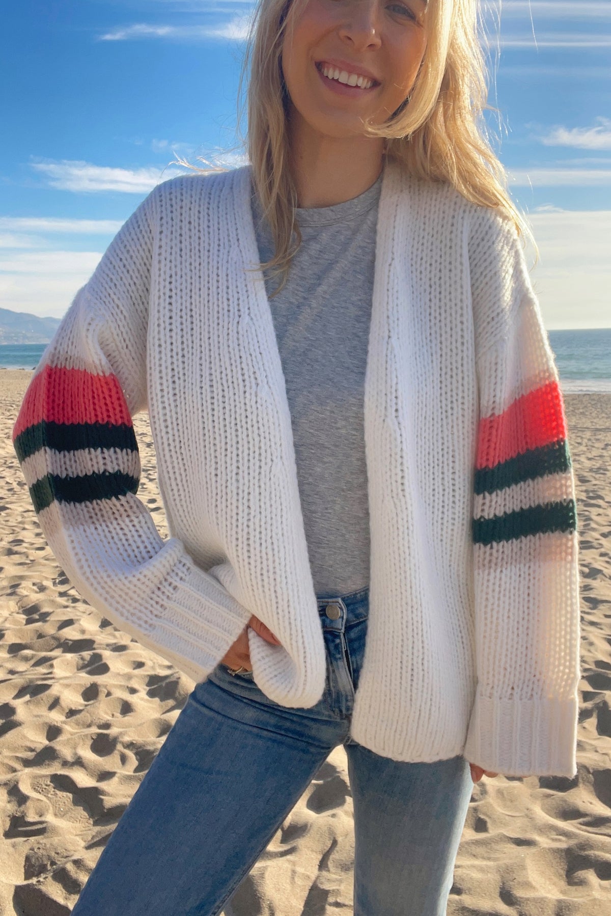 Rizzo Chunky Accent Stripe Cardigan