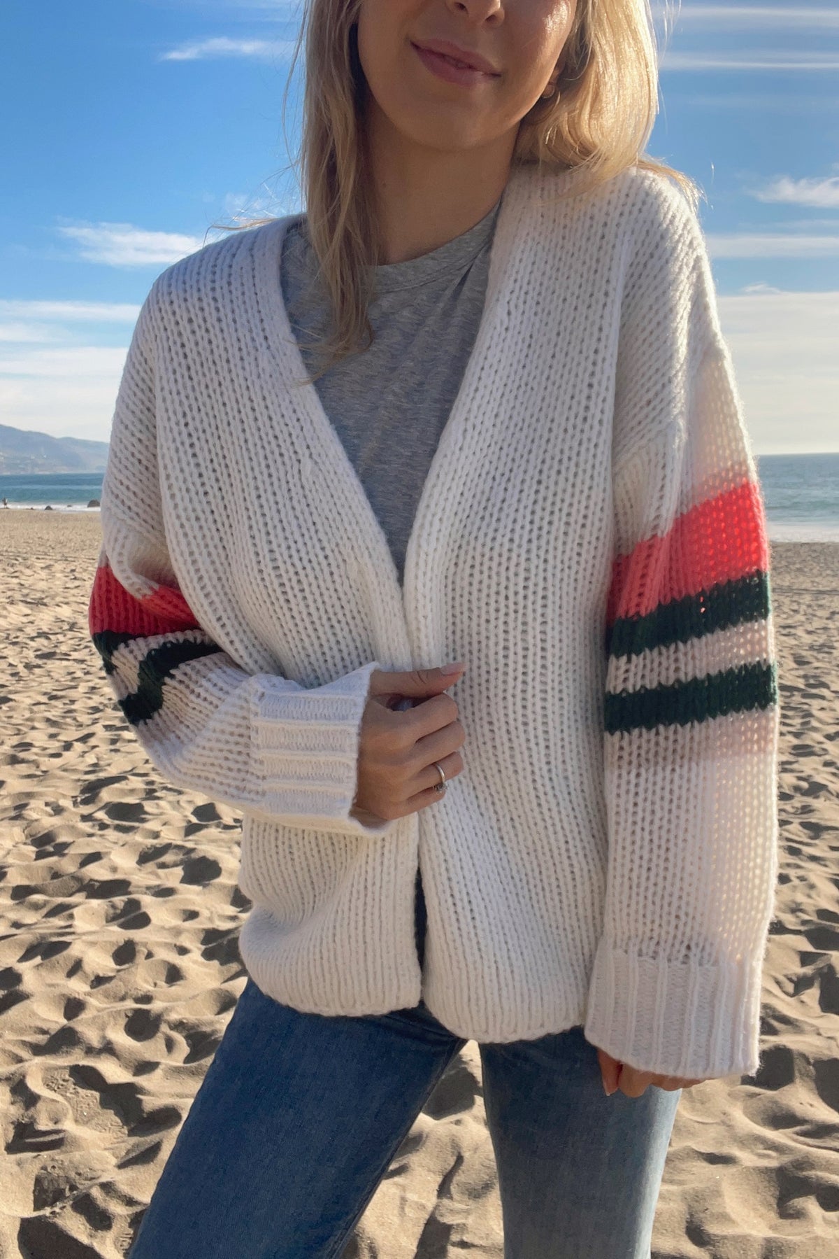 Rizzo Chunky Accent Stripe Cardigan