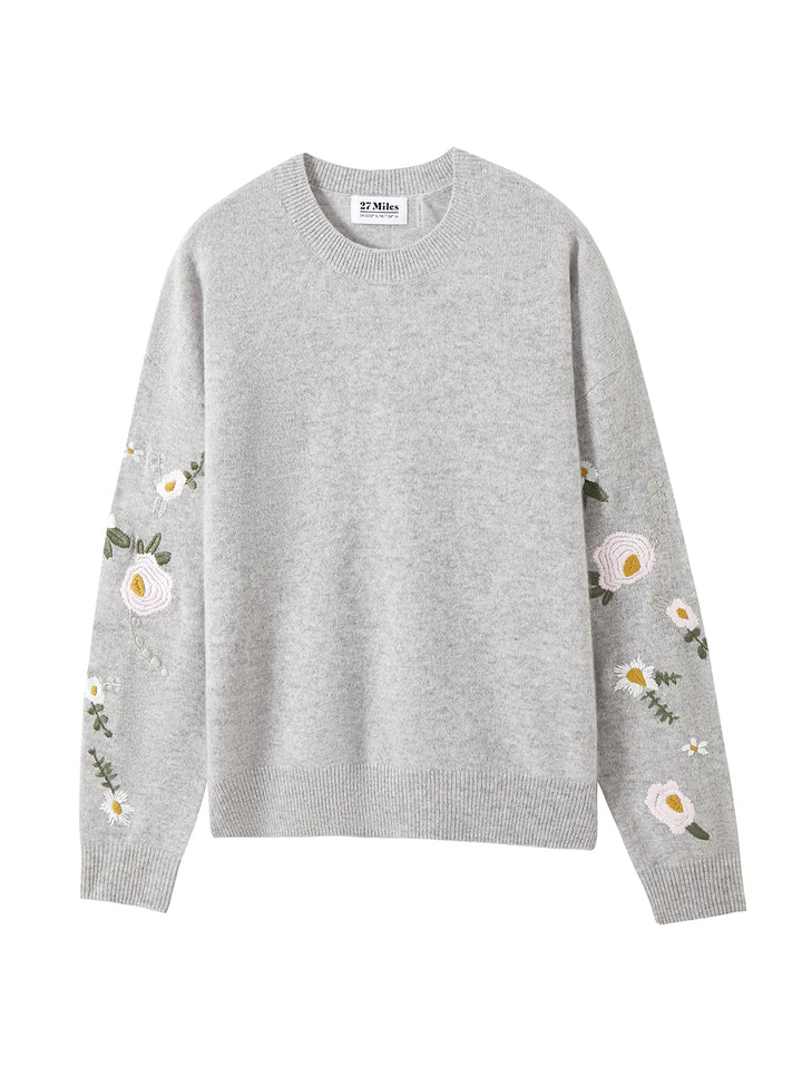 Kara Floral Cashmere Sweater for Women