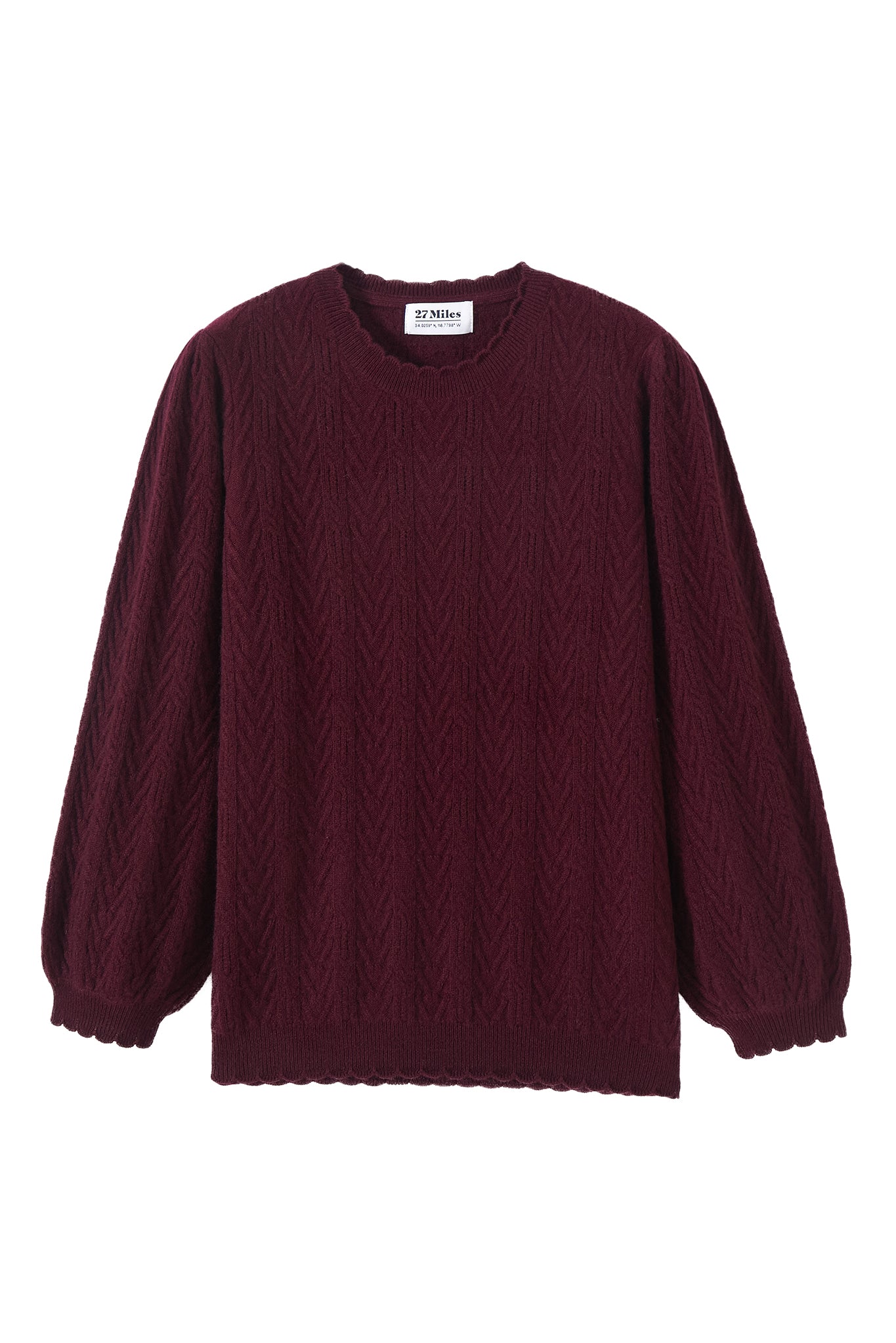 Charlene 3/4 Sleeve Textured Crewneck