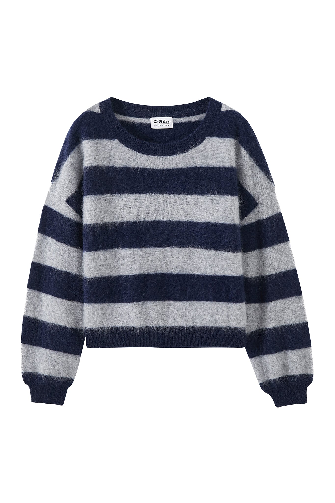 Elidia Fuzzy Striped Cashmere Pullover
