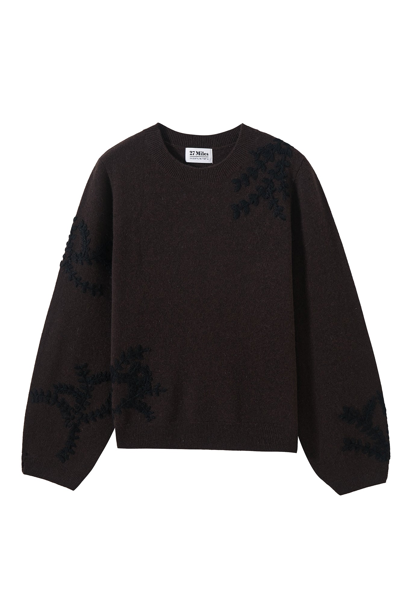 Pelta Floral Embroidered Cashmere Crewneck