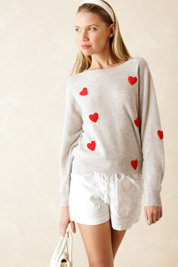 Carmen Cashmere Heart Embroidered Sweater