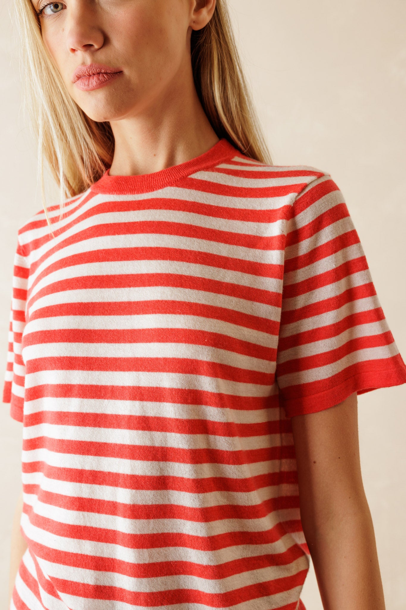 Janine Crewneck Stripe Cashmere Tee