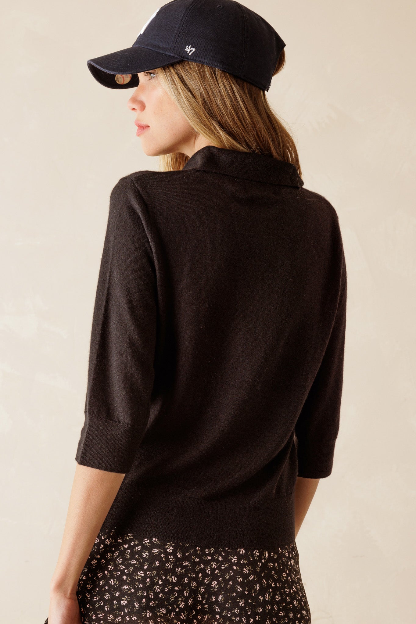 Marlowe Elbow Sleeve Cashmere Polo