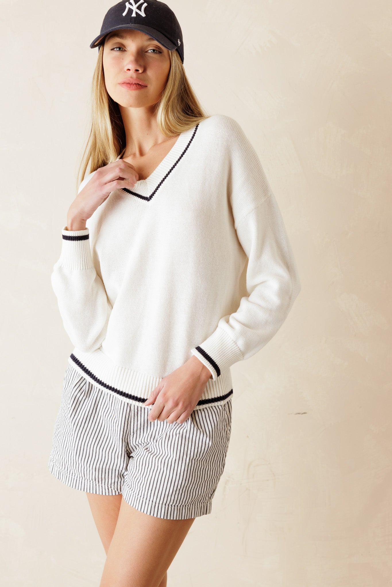 Nicky Preppy Cotton V Neck Pullover