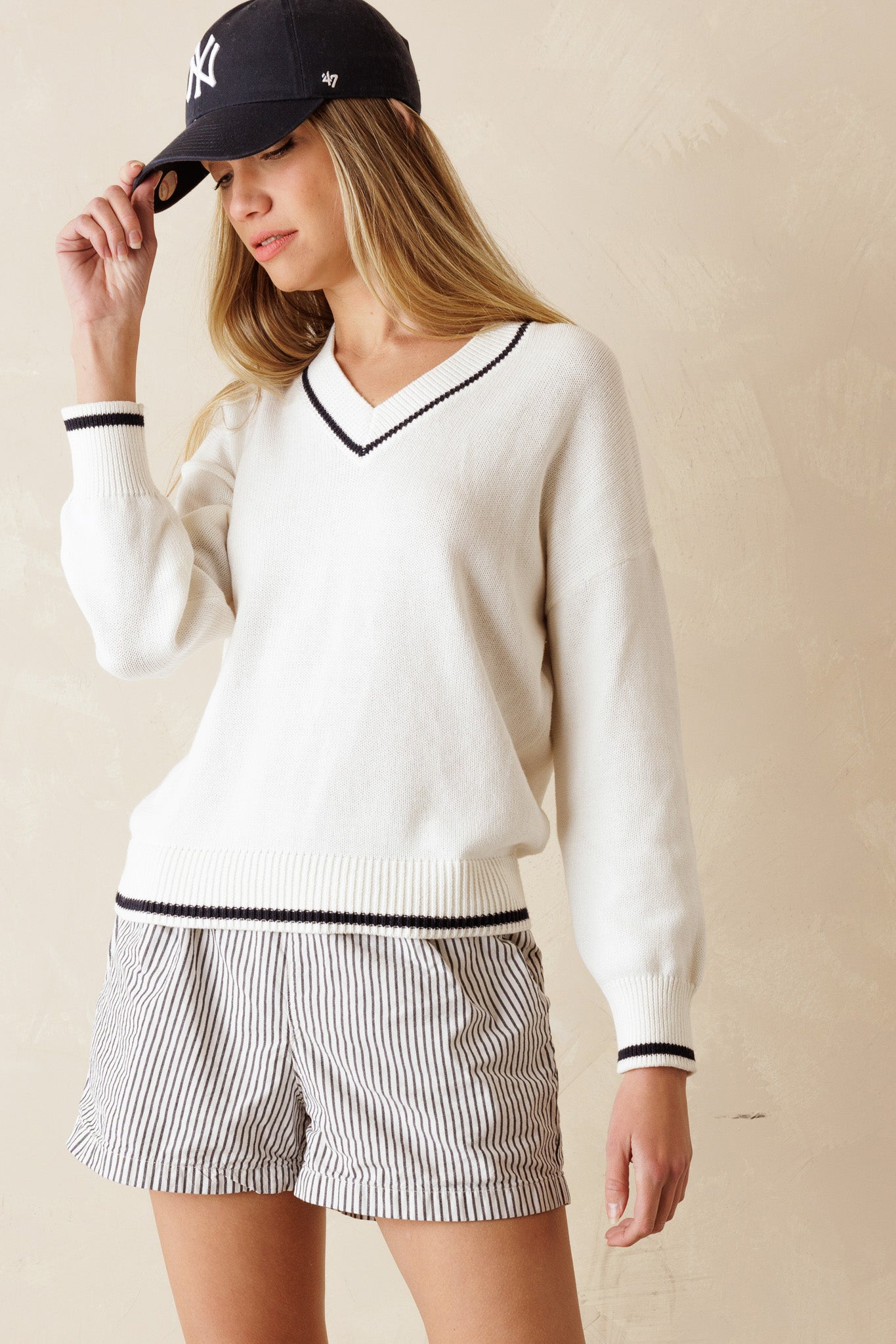 Nicky Preppy Cotton V Neck Pullover