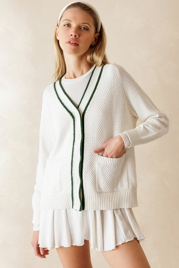 Rio Preppy Cotton Textured Cardigan