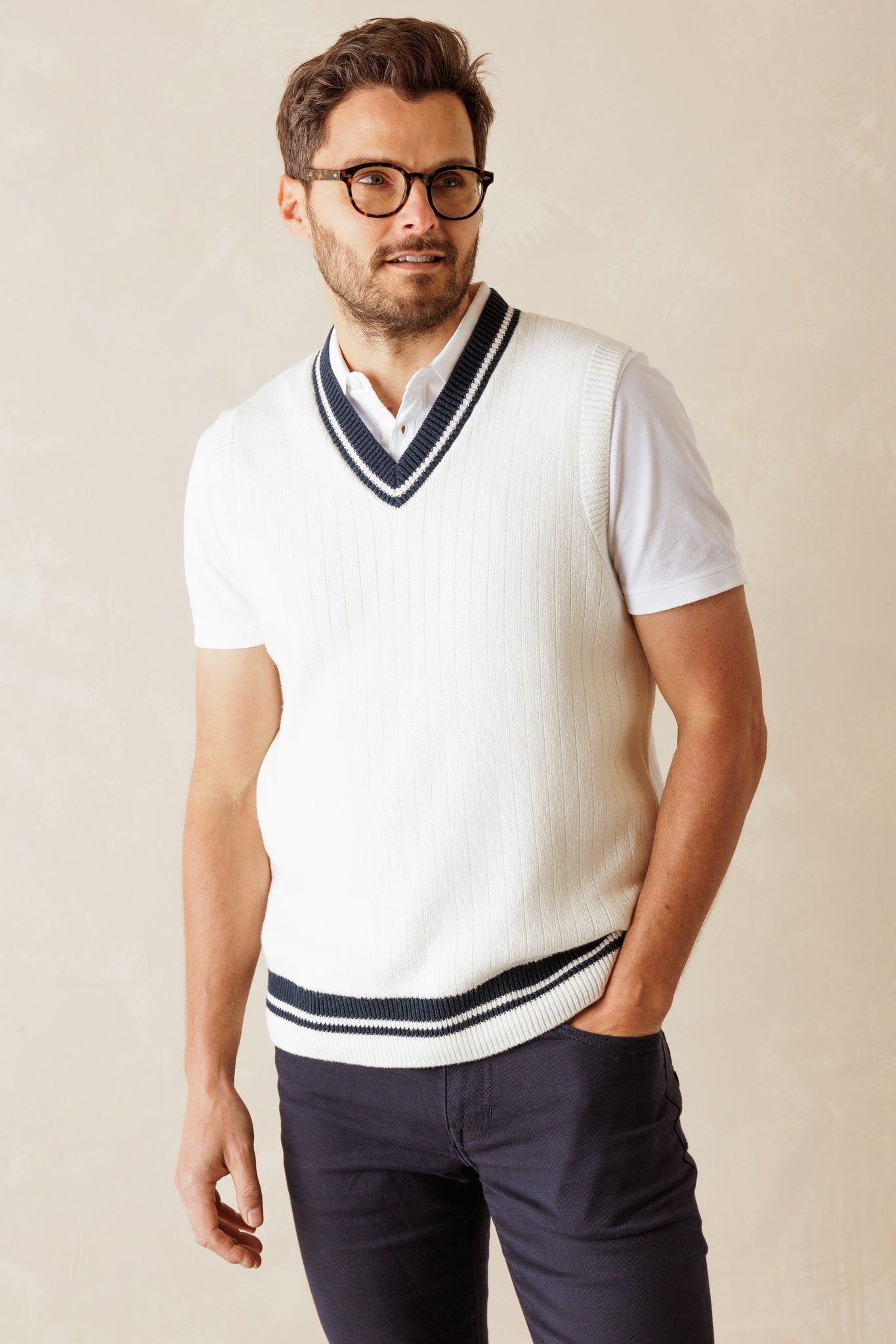 Alfredo Men's Varsity V Neck Cotton Vest