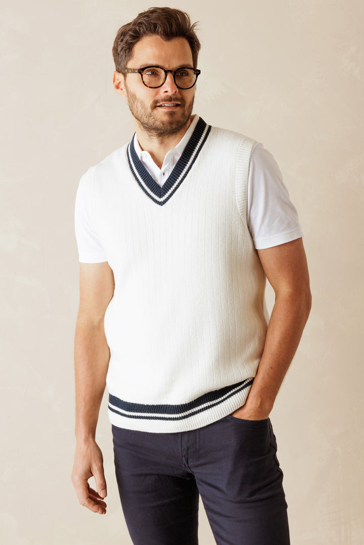 Alfredo Varsity V Neck Cotton Vest