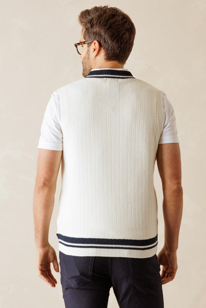 Alfredo Varsity V Neck Cotton Vest