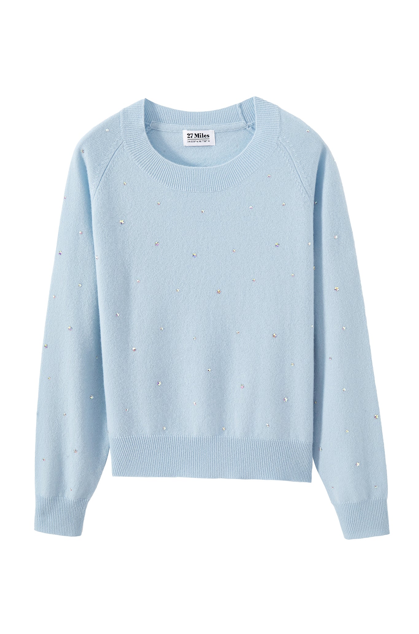 Letitia Cashmere Wide Crew with Star Rhinestones