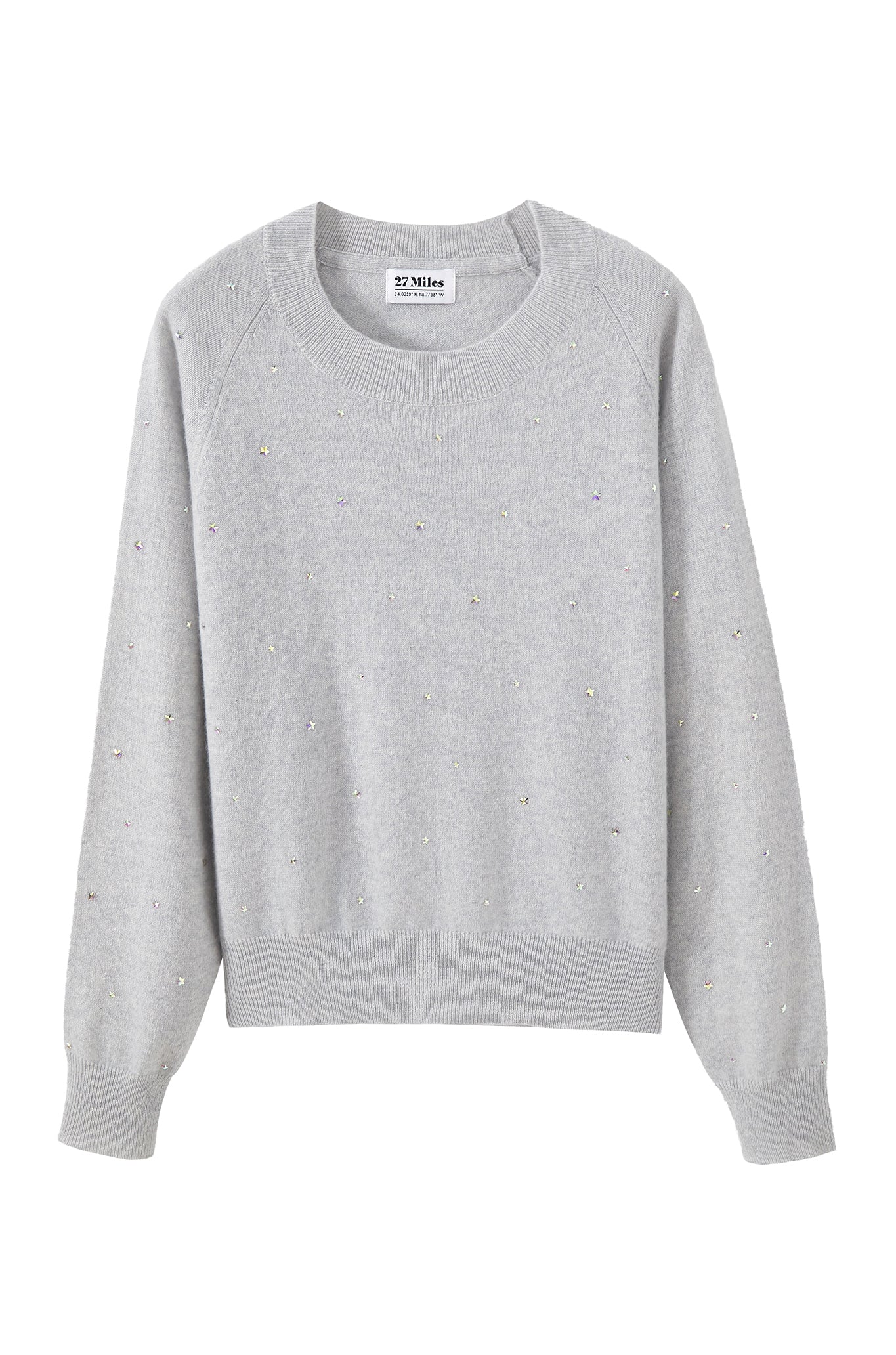 Letitia Cashmere Wide Crew with Star Rhinestones