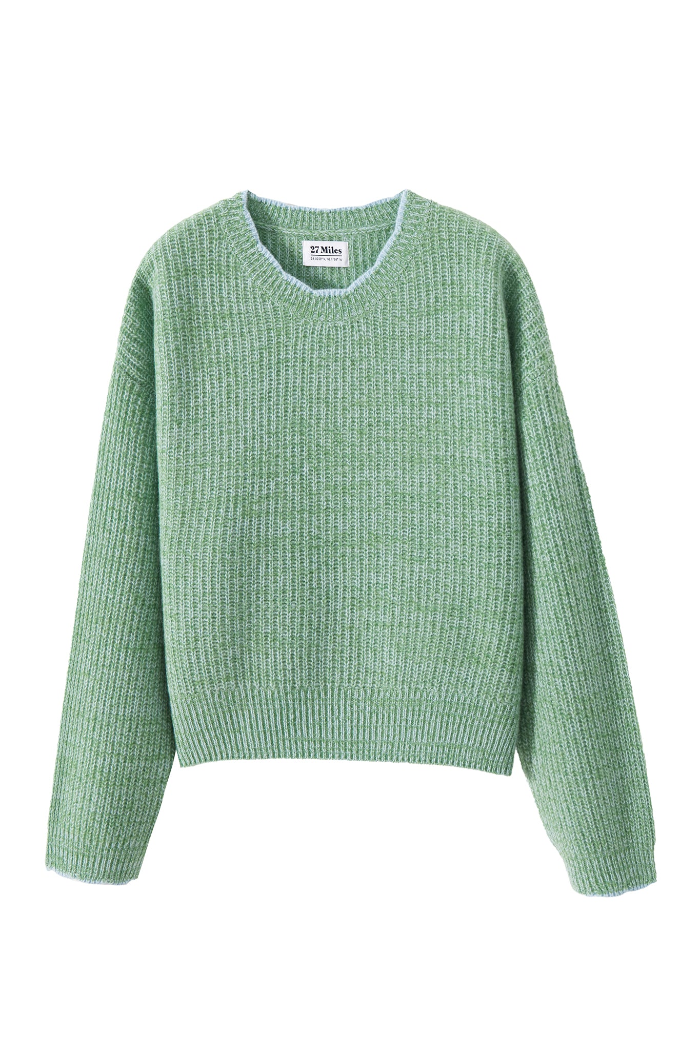 Alba Marled Cashmere Crew with Contrast Tipping