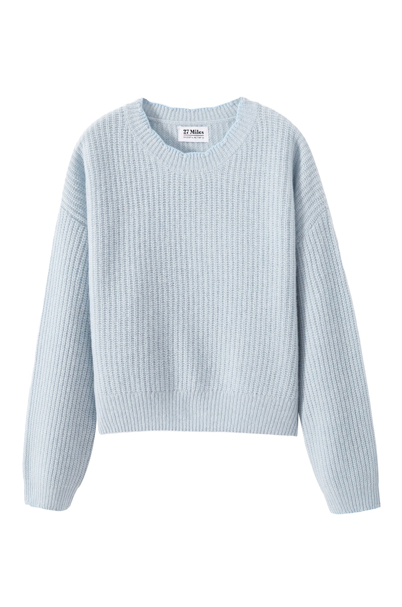 Alba Marled Cashmere Crew with Contrast Tipping