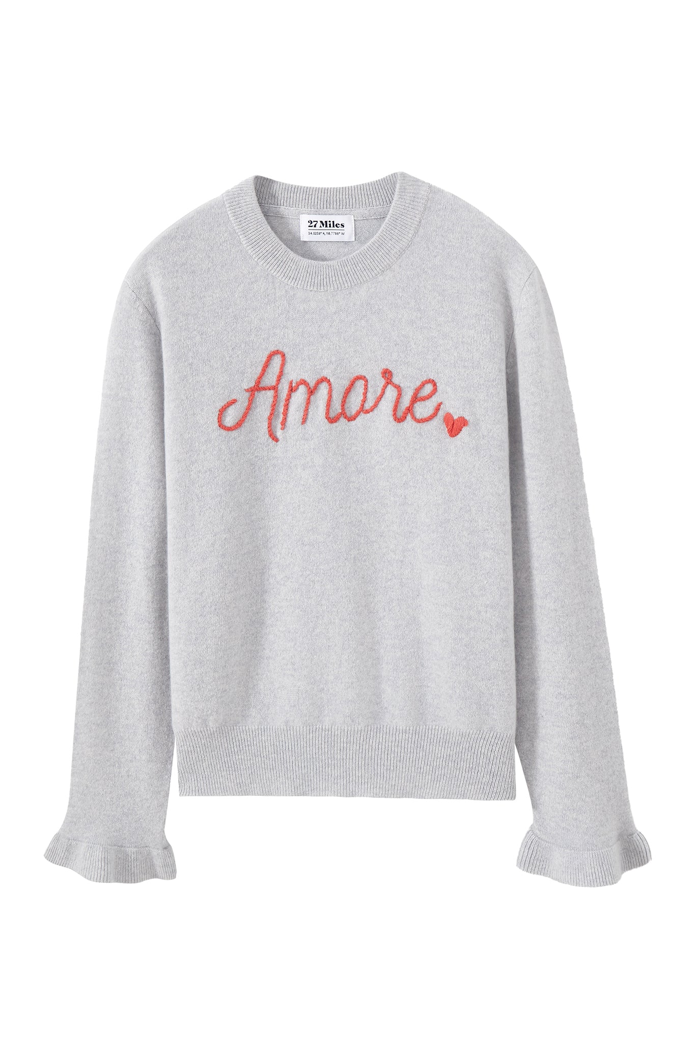 Amore Embroidered Cashmere Crew