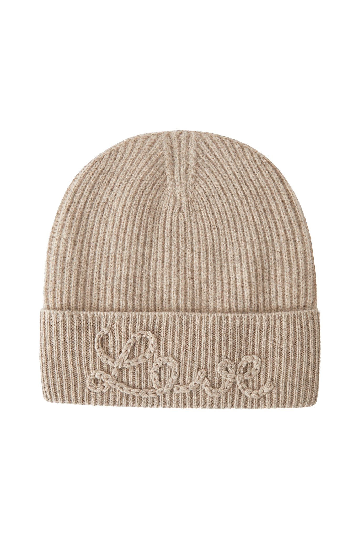 Dolce Cashmere Beanie with Love Embroidery