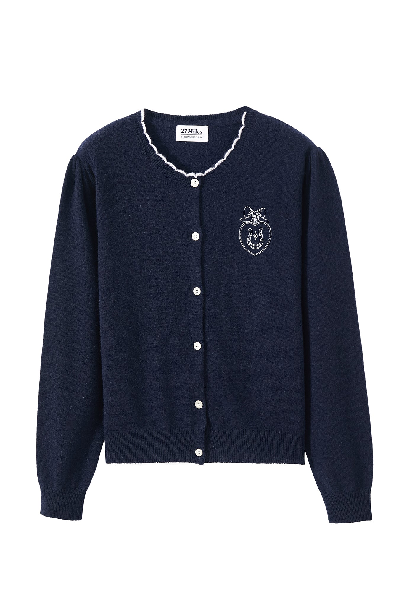 Mylan Cashmere Cardigan With Heart Embroidery