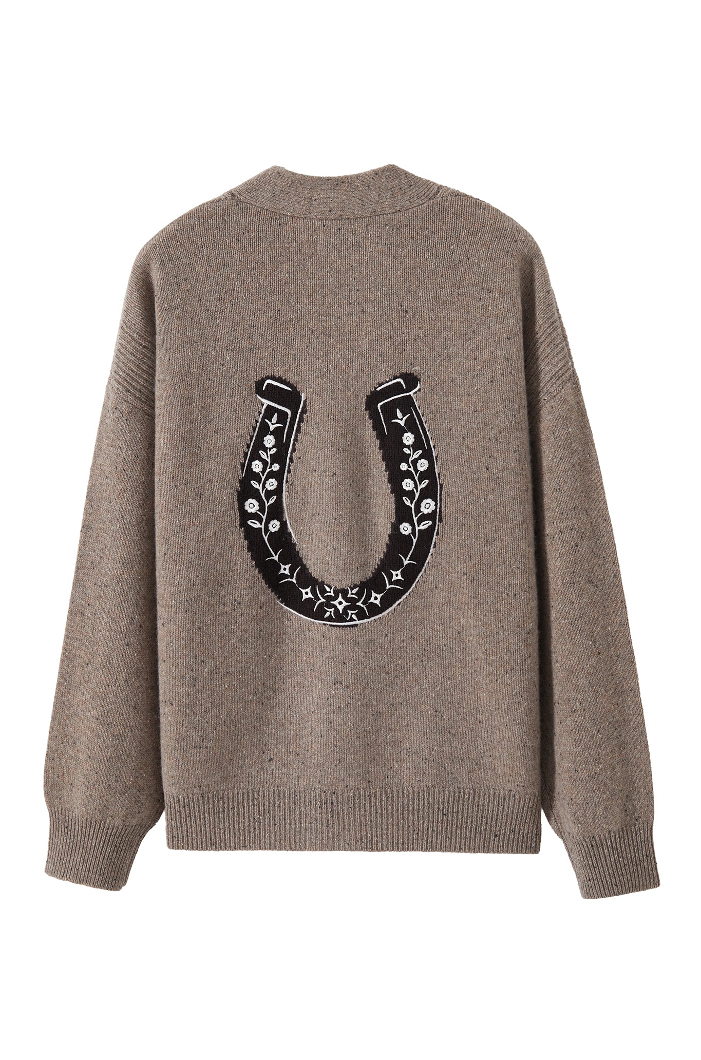 Noriko Cashmere Cardigan with Horse Shoe Graphic