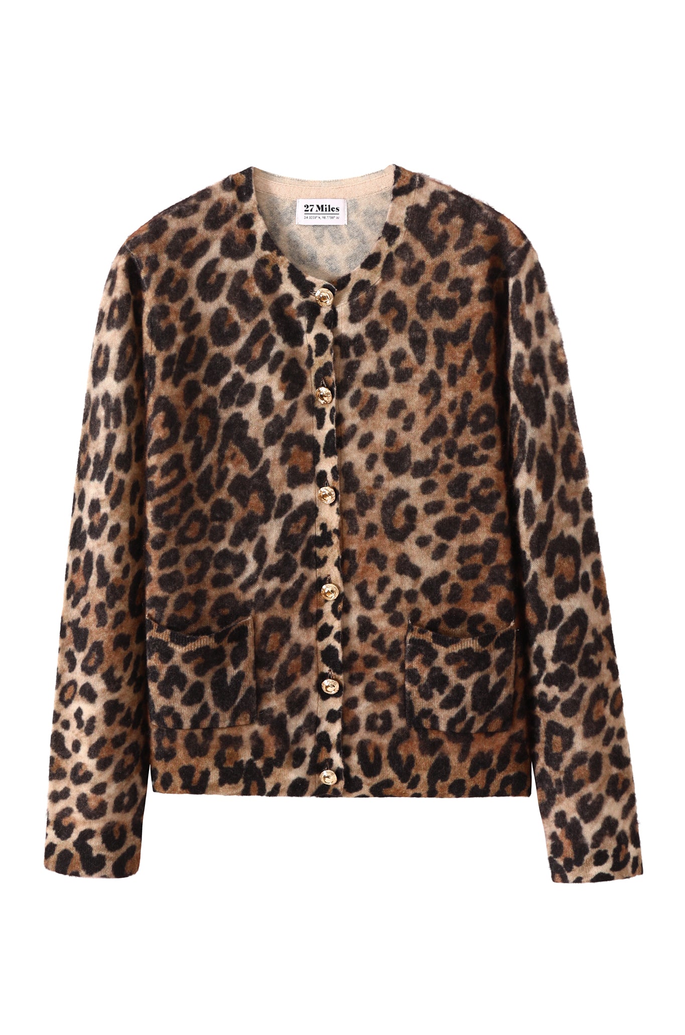 Robbie Cashmere Leopard Print Cardigan