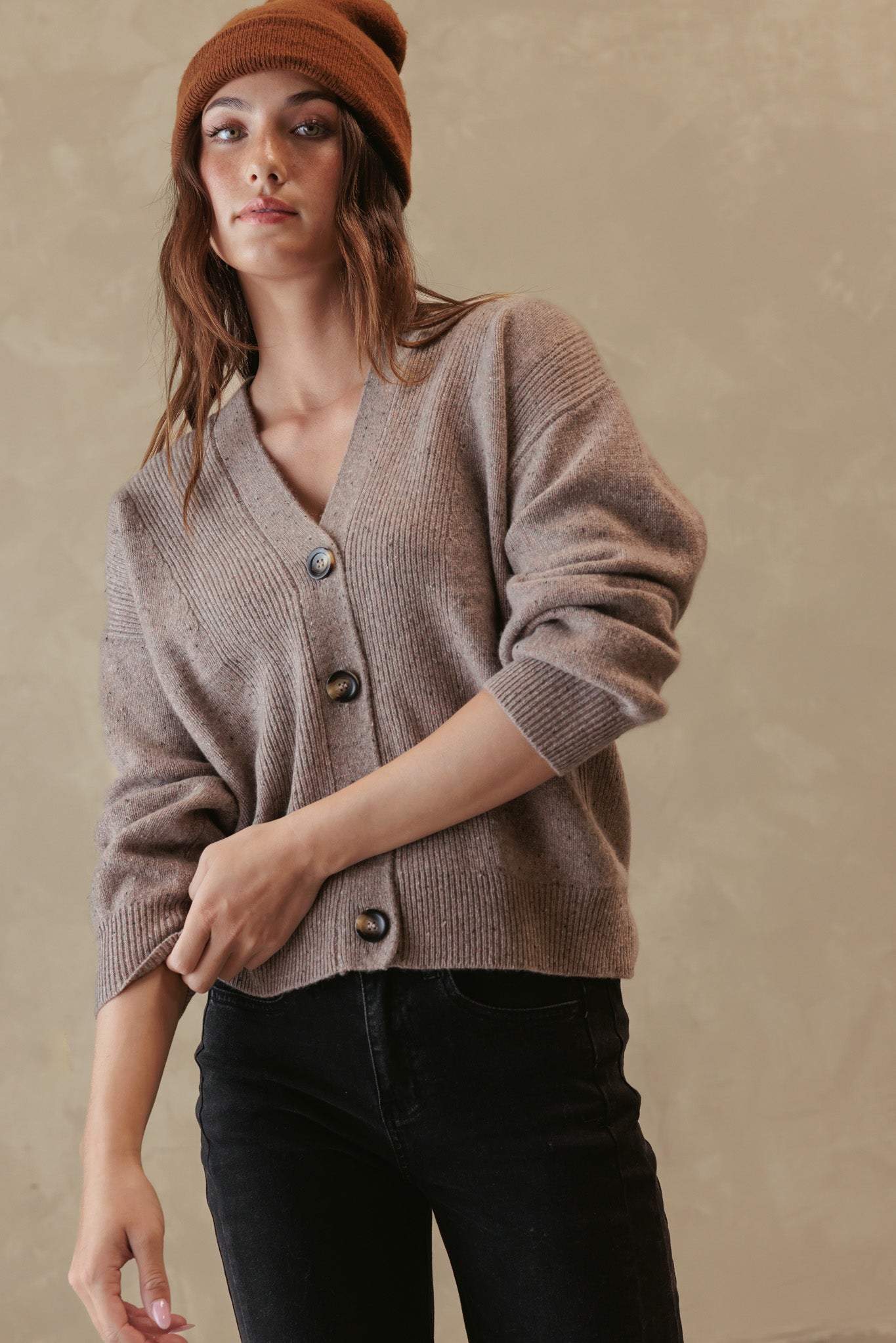 Noriko Cashmere Cardigan with Horse Shoe Graphic