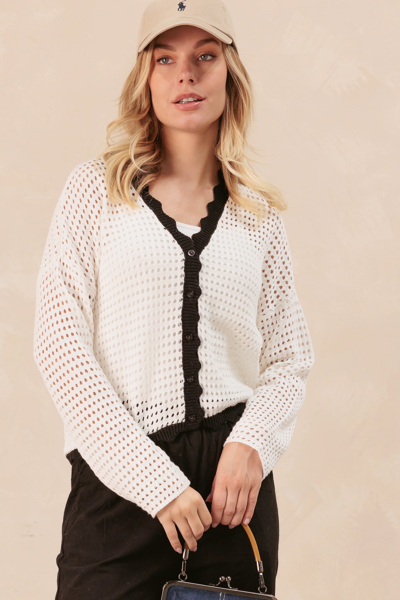 Tammie Cotton Cardigan With Contrast Trim