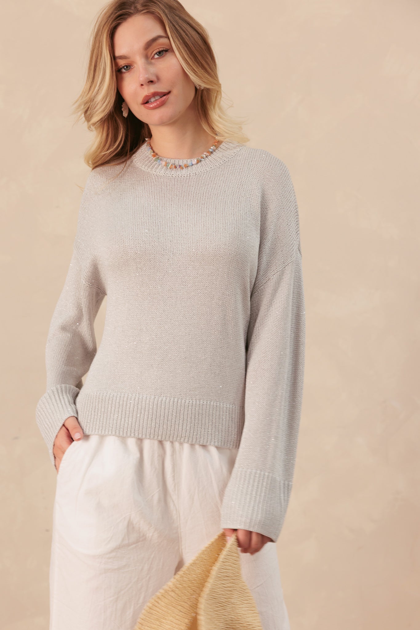 Wynelle Sequin Crewneck Knit Top