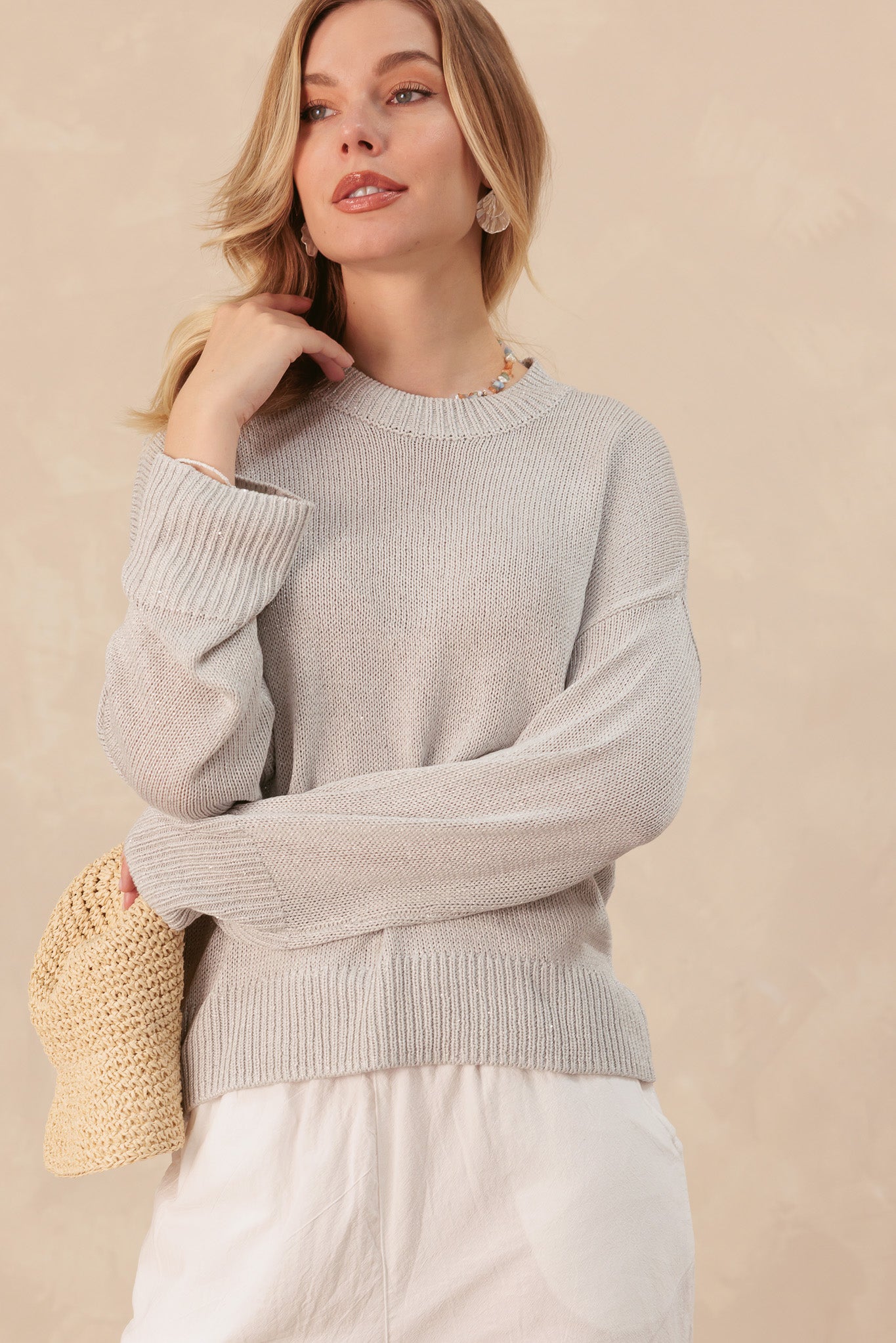 Wynelle Sequin Crewneck Knit Top