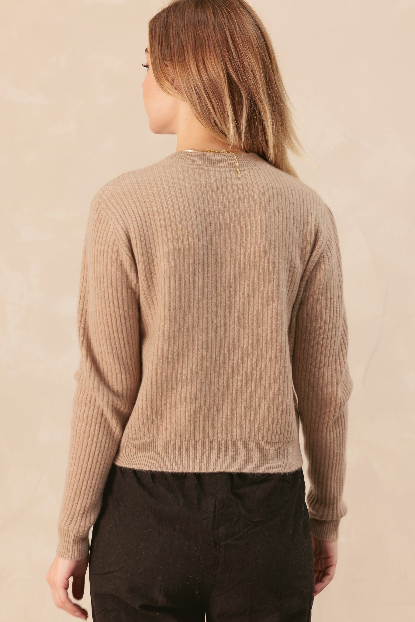 Africa Ribbed Cropped Cashmere Pullover