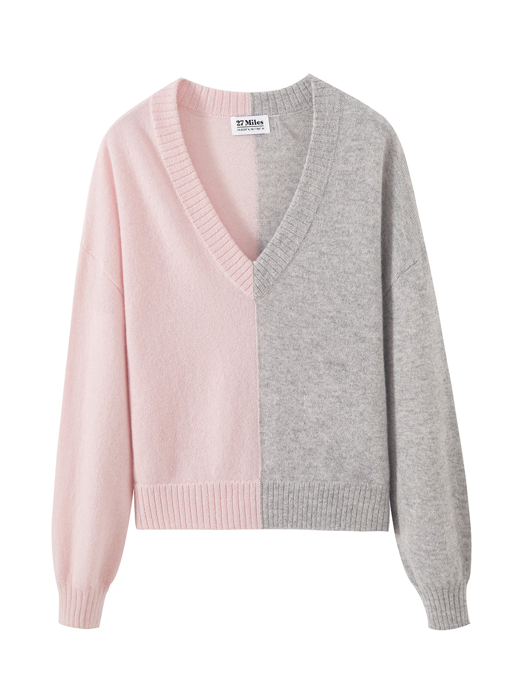 Simone Color Blocked Cashmere V Neck