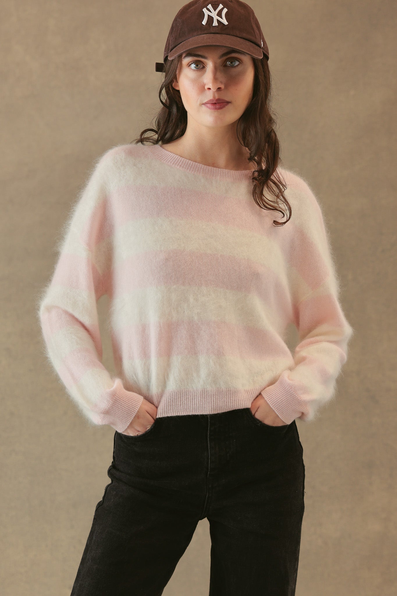 Elidia Fuzzy Striped Cashmere Pullover