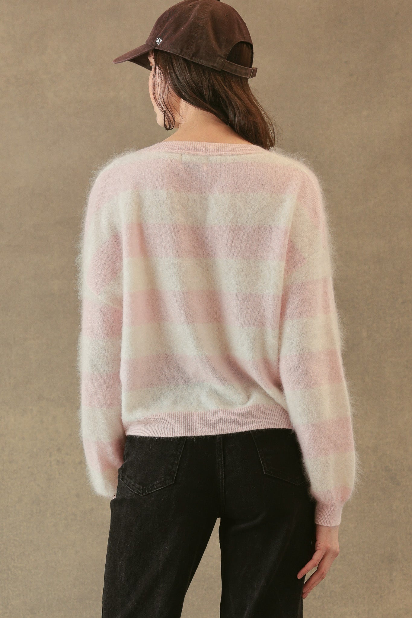 Elidia Fuzzy Striped Cashmere Pullover