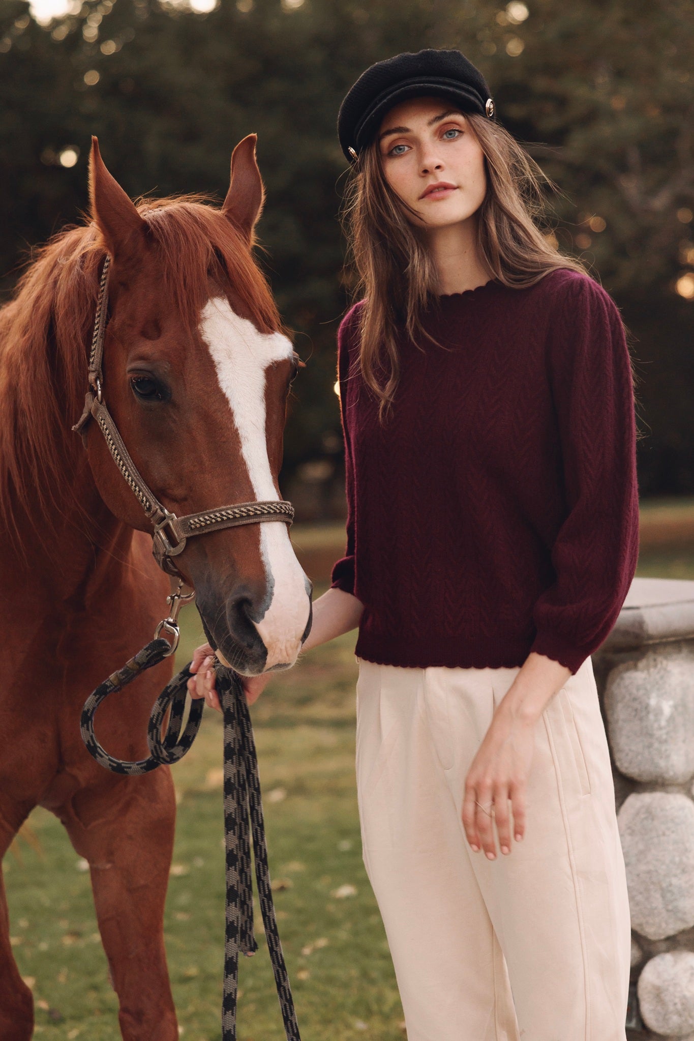 Charlene 3/4 Sleeve Textured Crewneck