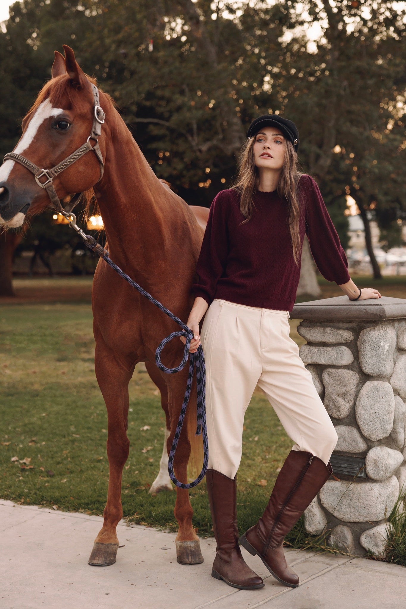 Charlene 3/4 Sleeve Textured Crewneck