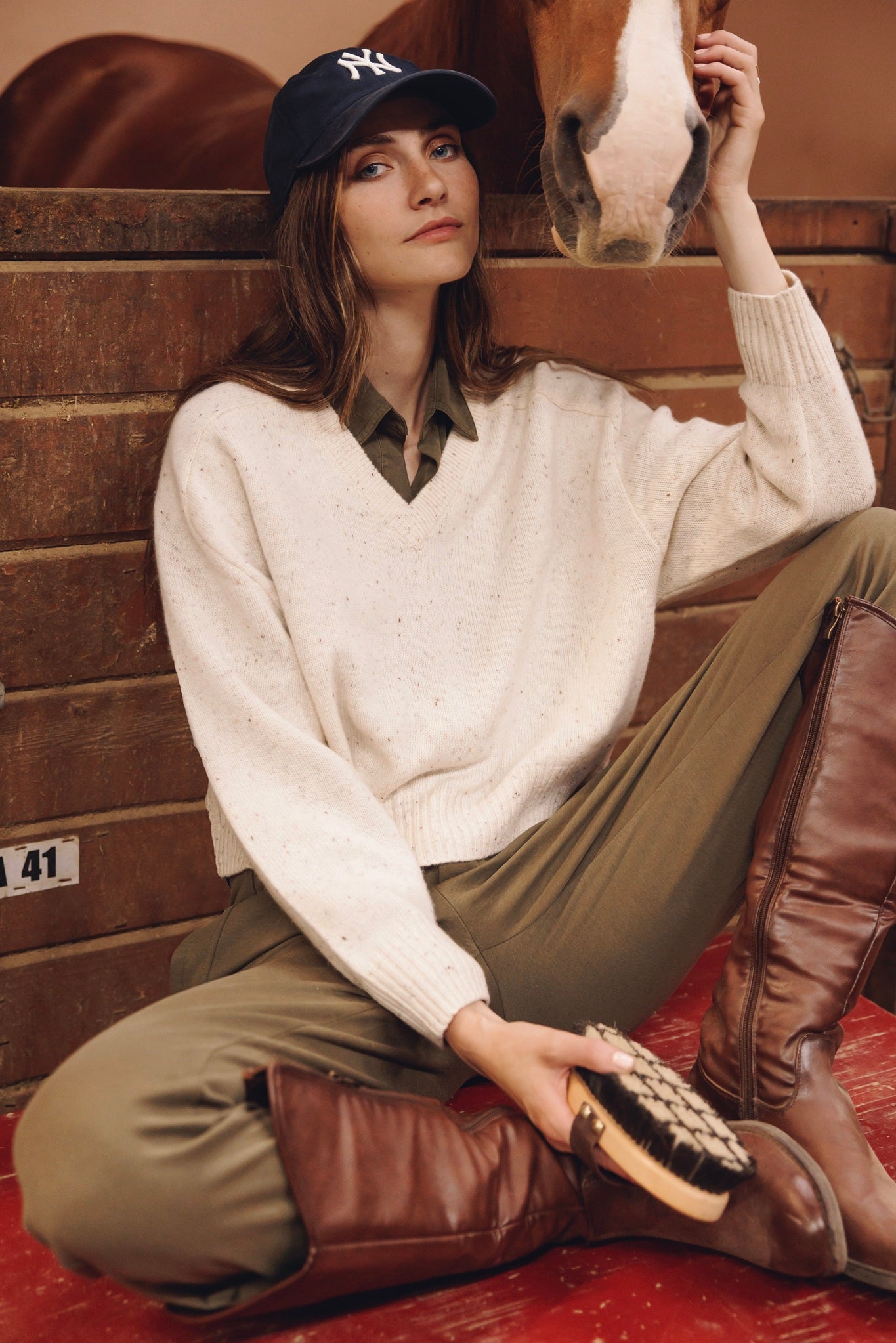 Crystal Women's Cashmere V Neck Pullover