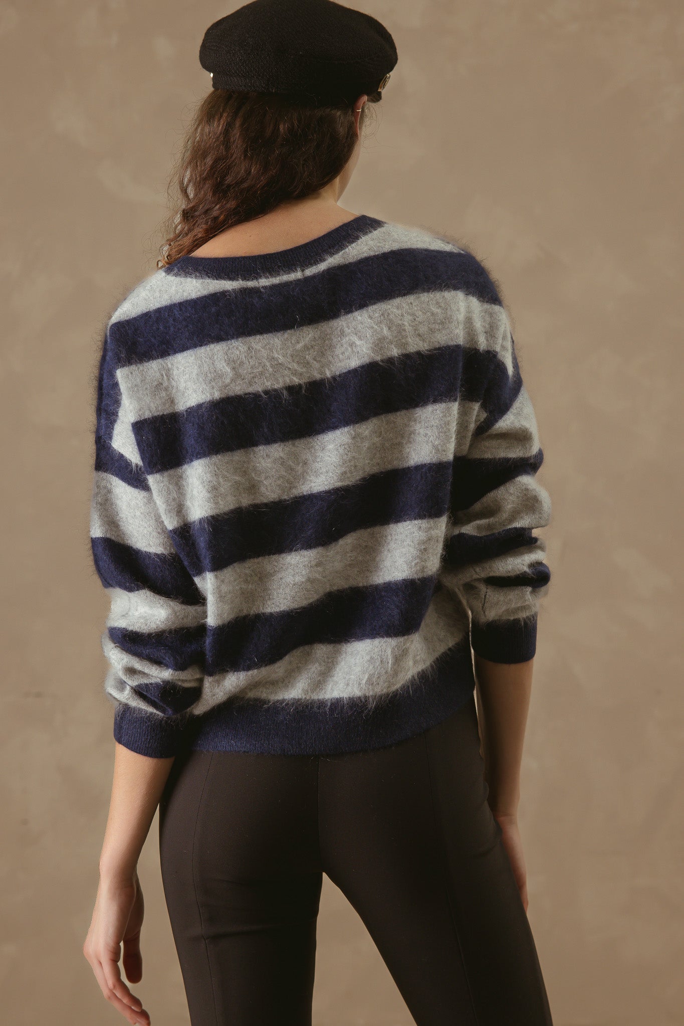 Elidia Fuzzy Striped Cashmere Pullover