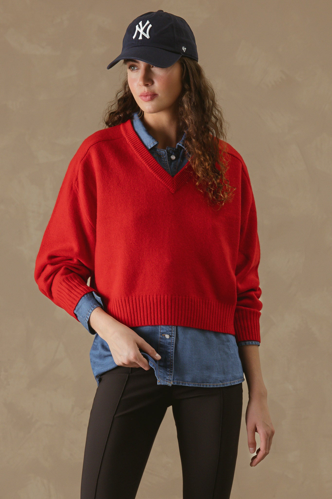 Crystal Women's Cashmere V Neck Pullover
