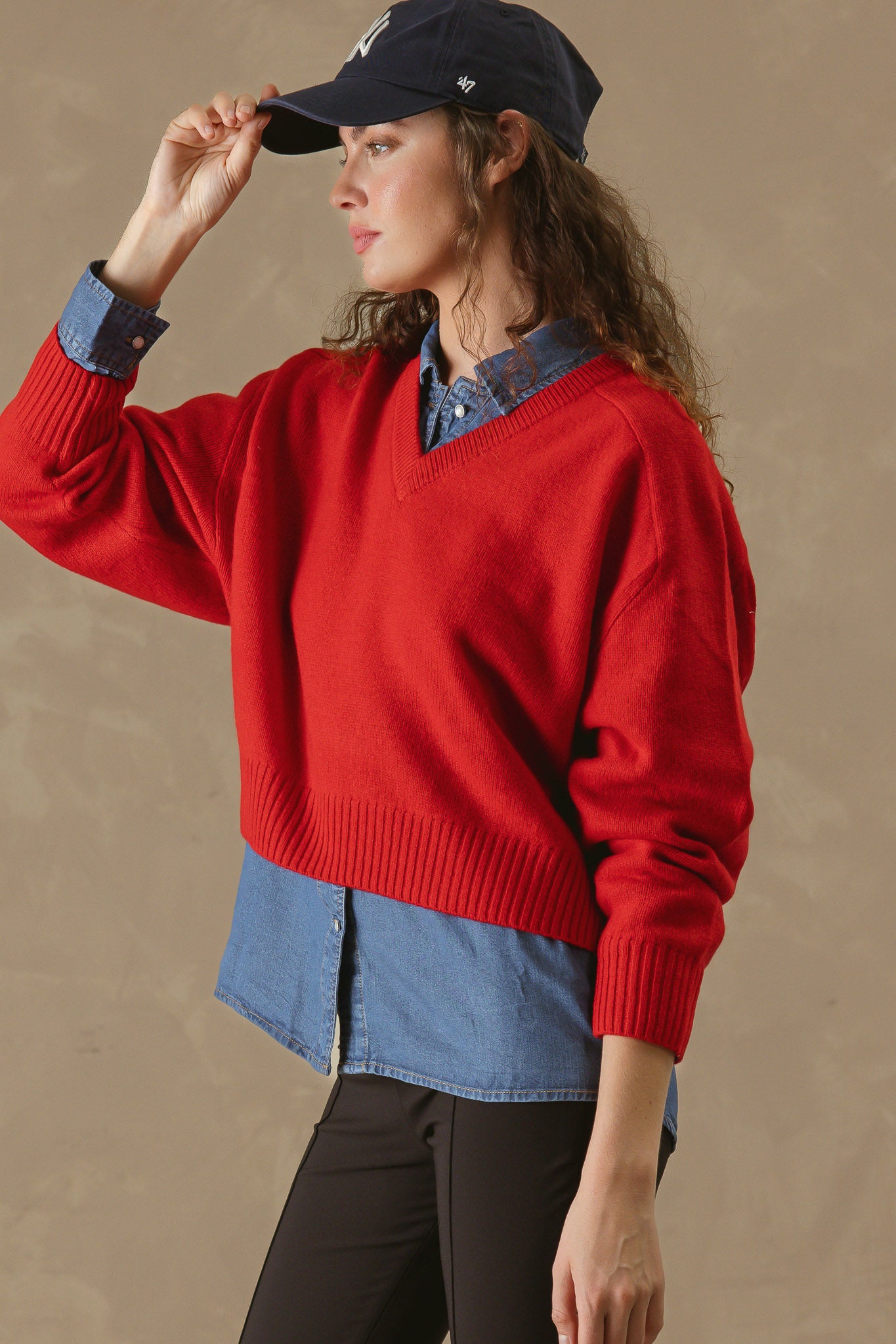 Crystal Women's Cashmere V Neck Pullover