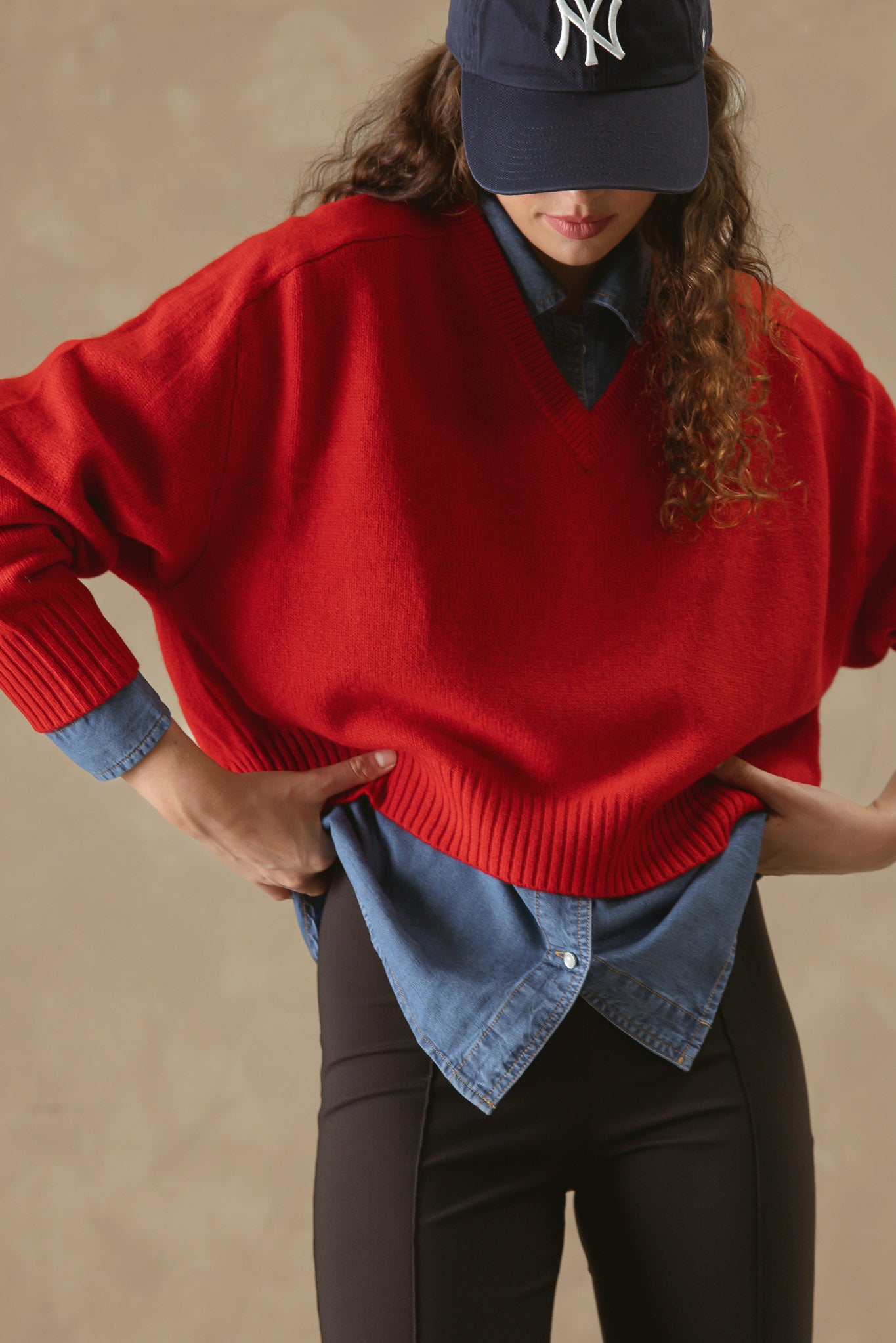 Crystal Women's Cashmere V Neck Pullover