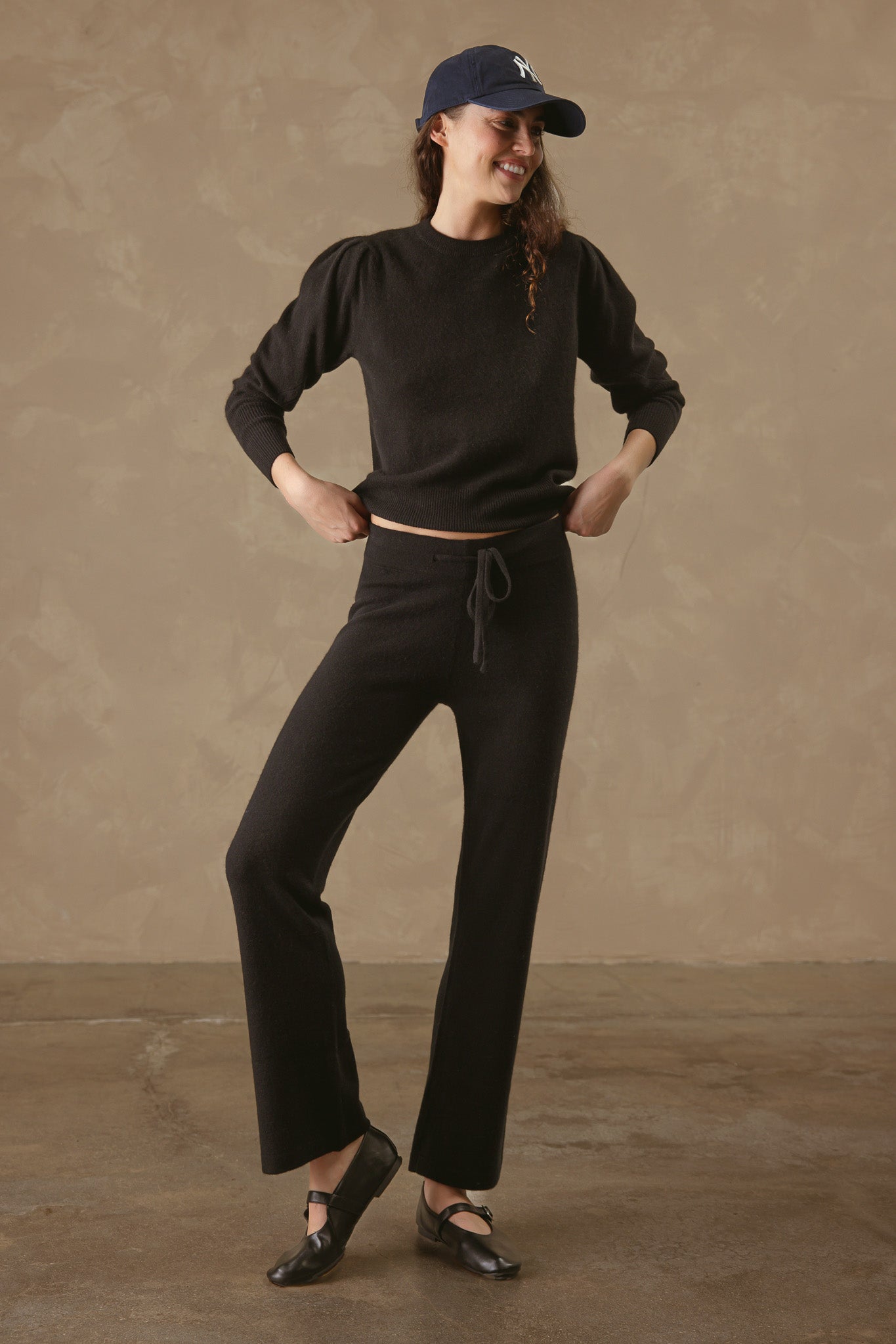 Kaite Straightleg Cashmere Drawstring Pant