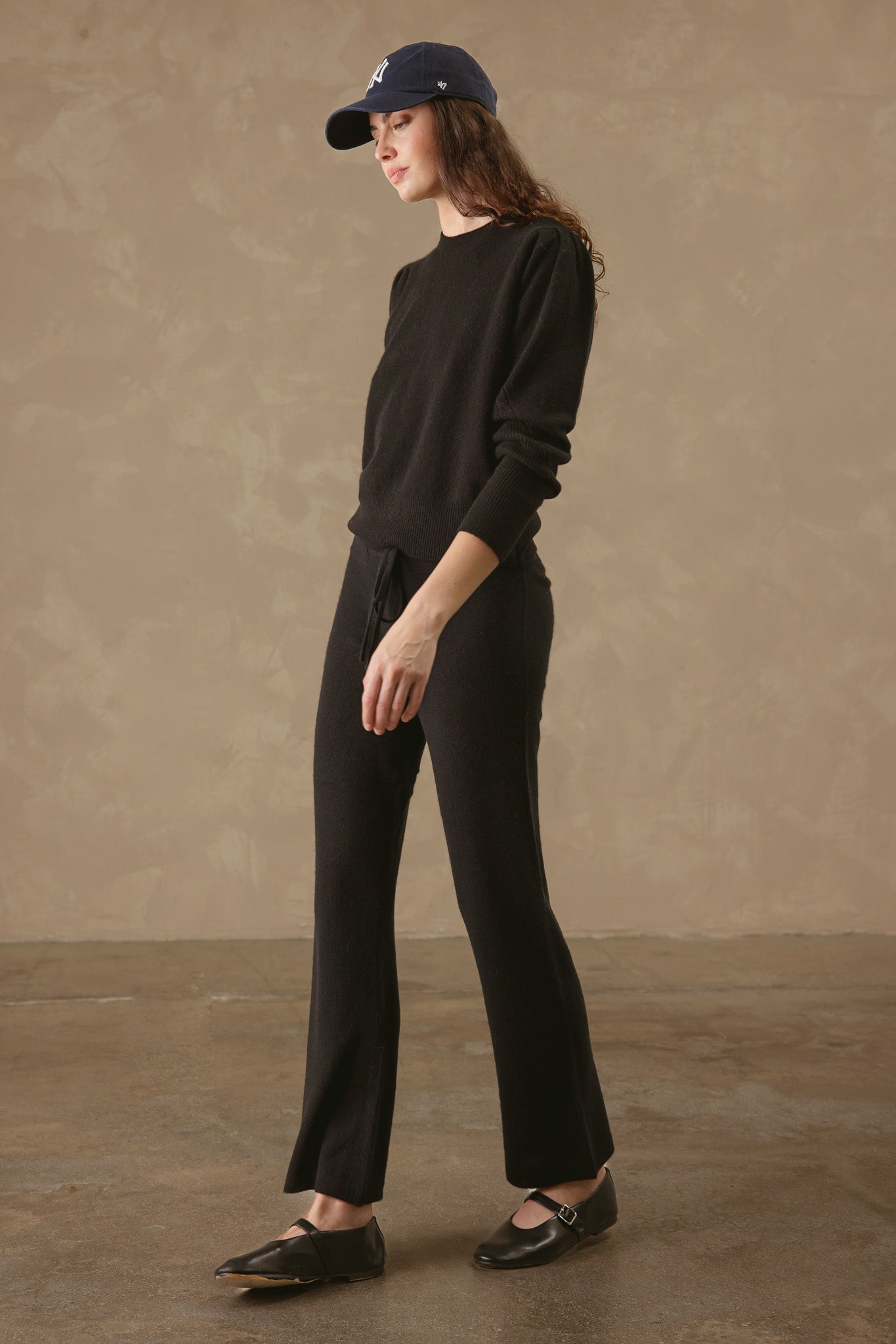 Kaite Straightleg Cashmere Drawstring Pant