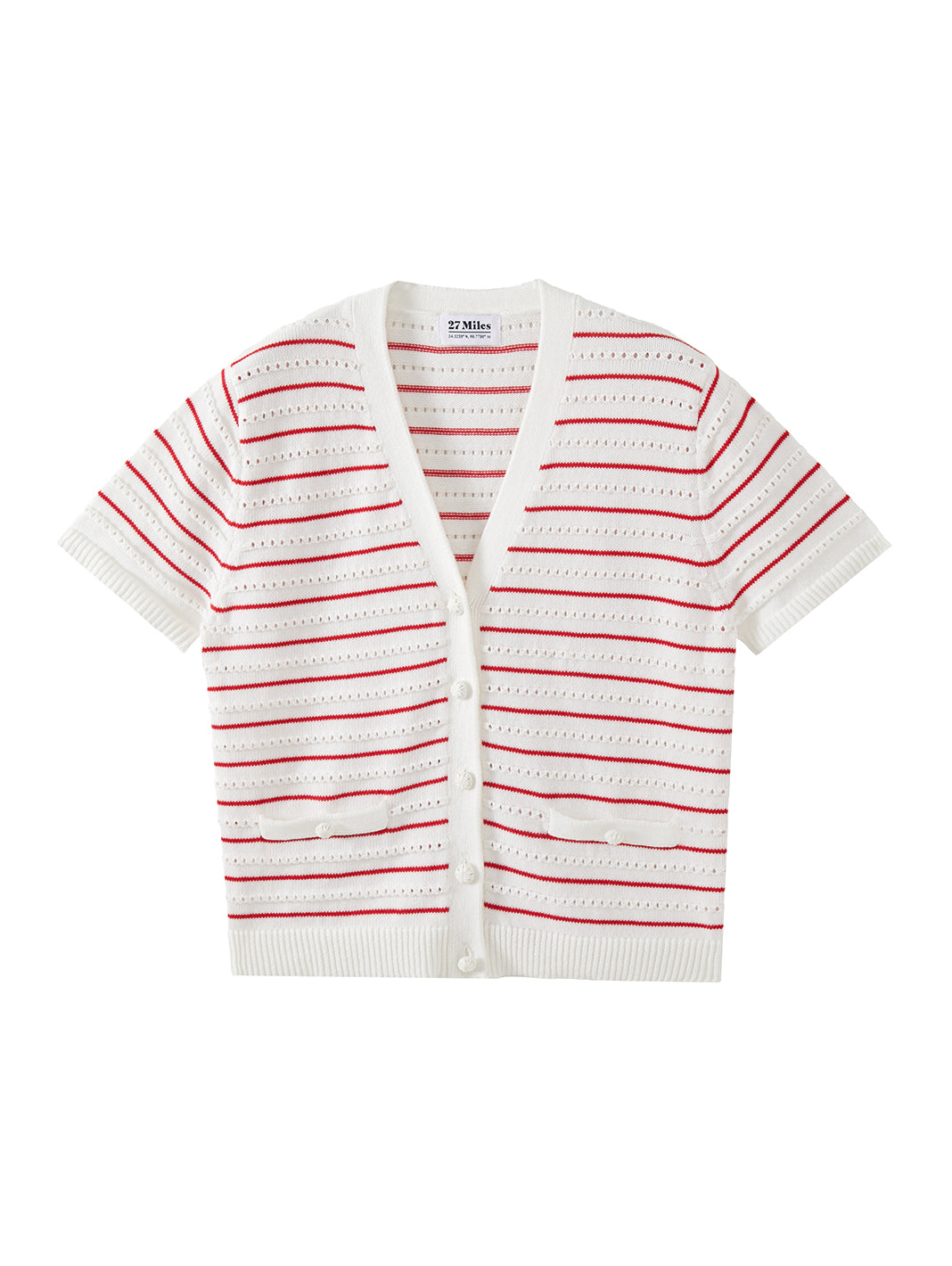 Yelena Cotton Short Sleeve Stripe Cardigan