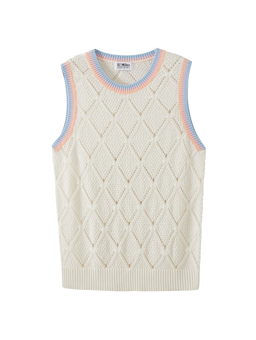 Ayah Texture Cotton Tank with Multi Stripe Trim