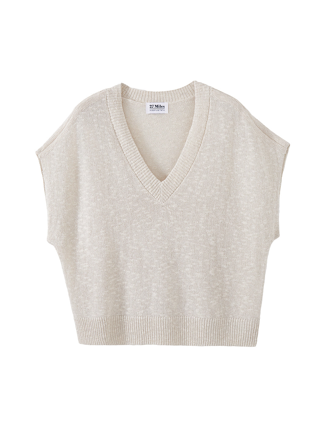 Baria Slub Linen Silk Blend V Neck Top