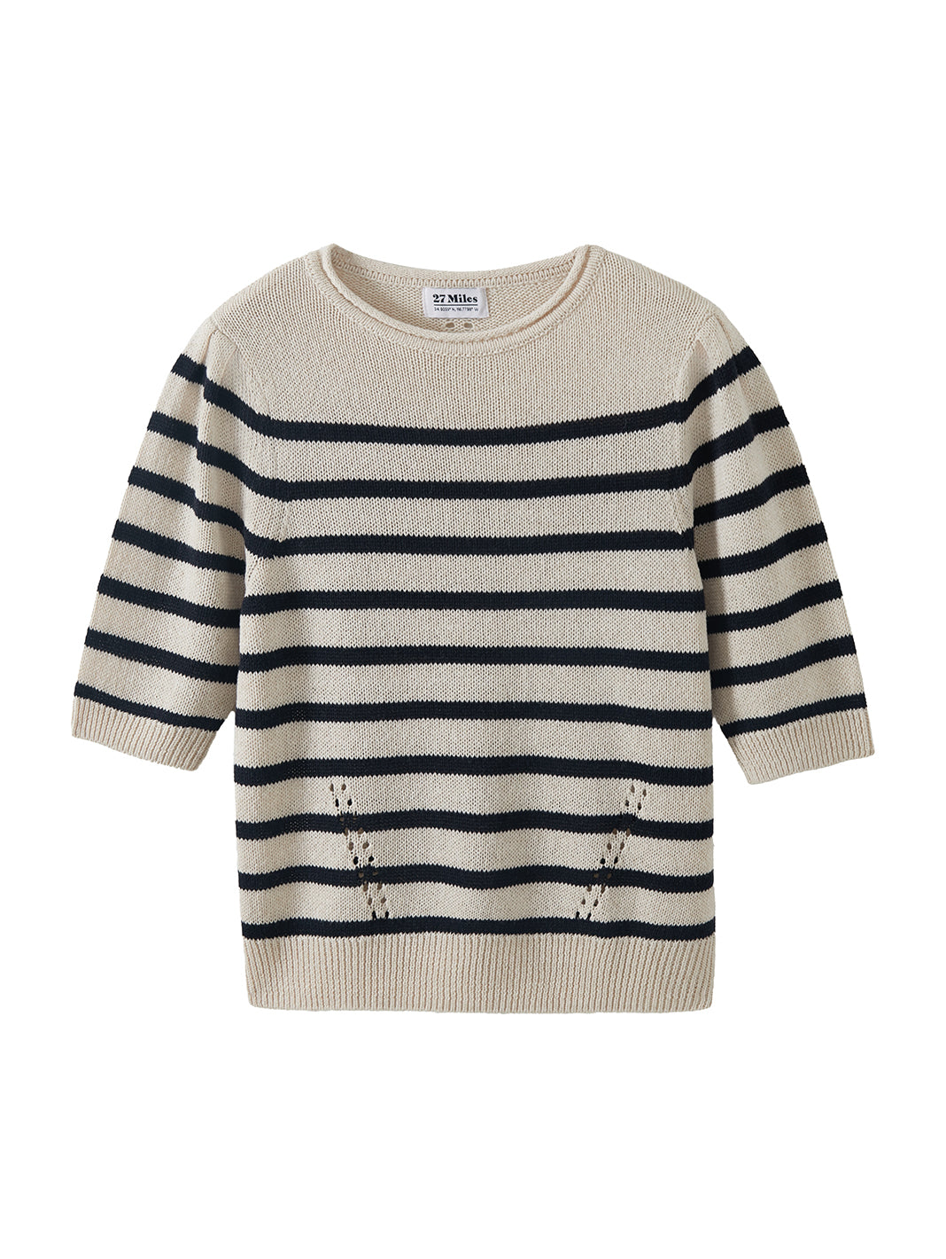 Elenor Linen Blend Striped Short Sleeve