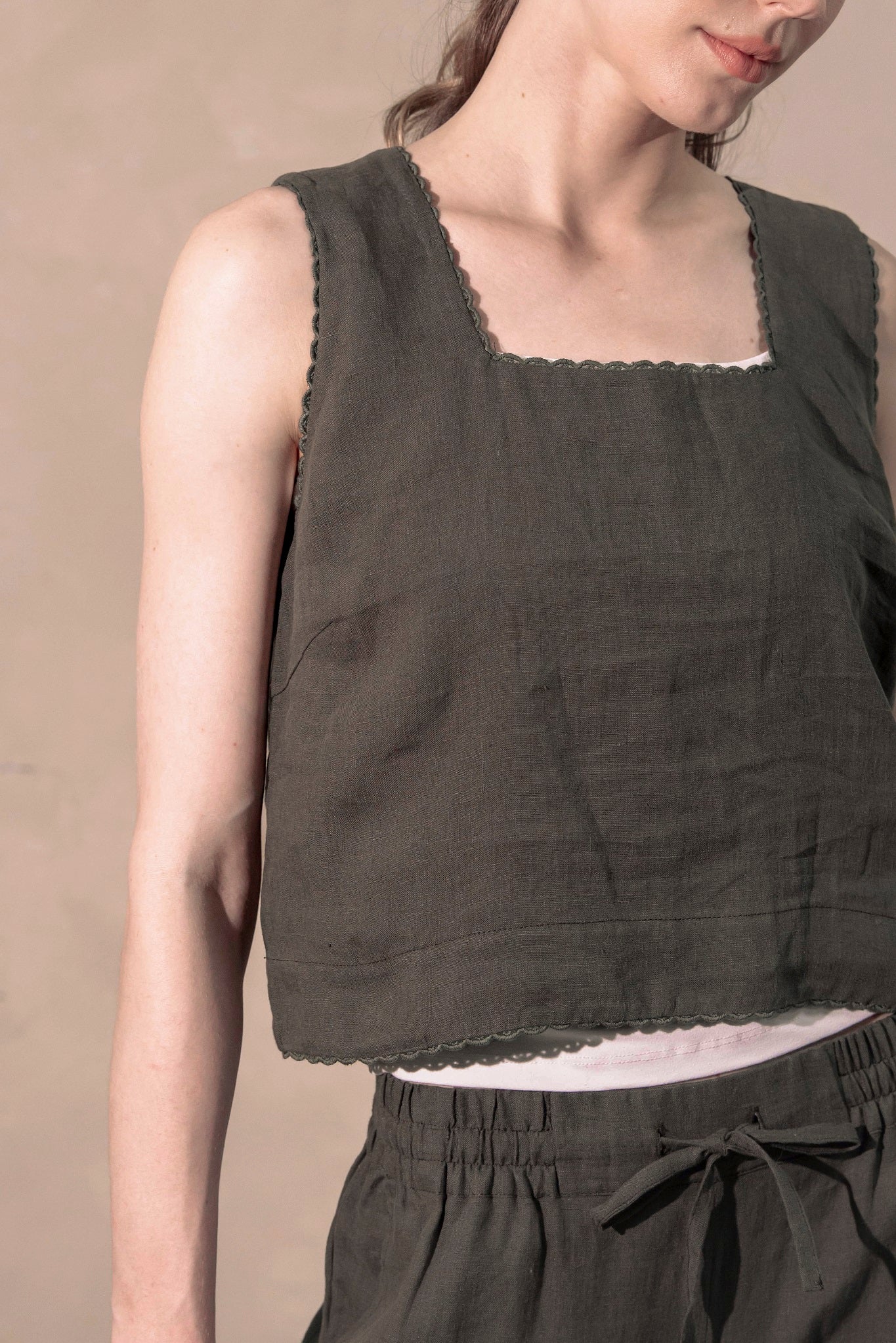 Piper Square Neck Linen Tank